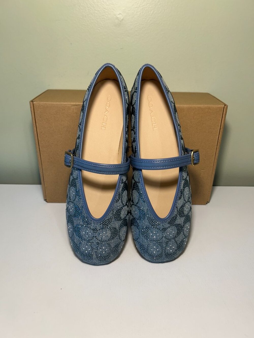 Coach Women's Mary Jane In Crystal Signature Denim